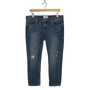 Paige Jimmy Jimmy Crop Distressed‎ Denim Capri Pants Size 29